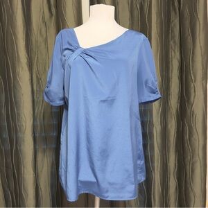 The Limited Blue Blouse with Asymmetric Collar Detail